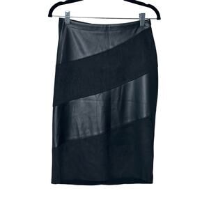 Sioni Milano Faux Leather & Suede Front Skirt with Sweater Knit Back Medium